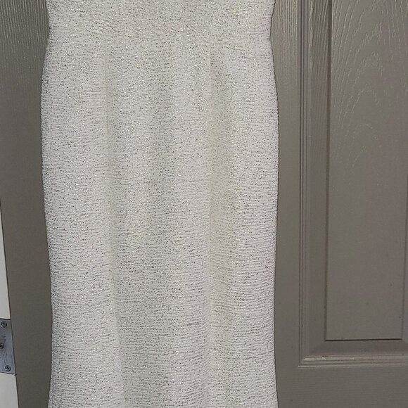 White and Gold Fishtail Formal Gown - Picture 4 of 7